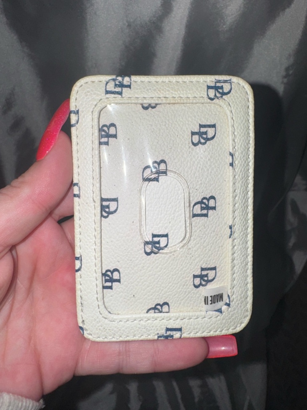 Dooney & Bourke Cream Card Wallet with Clear ID Window